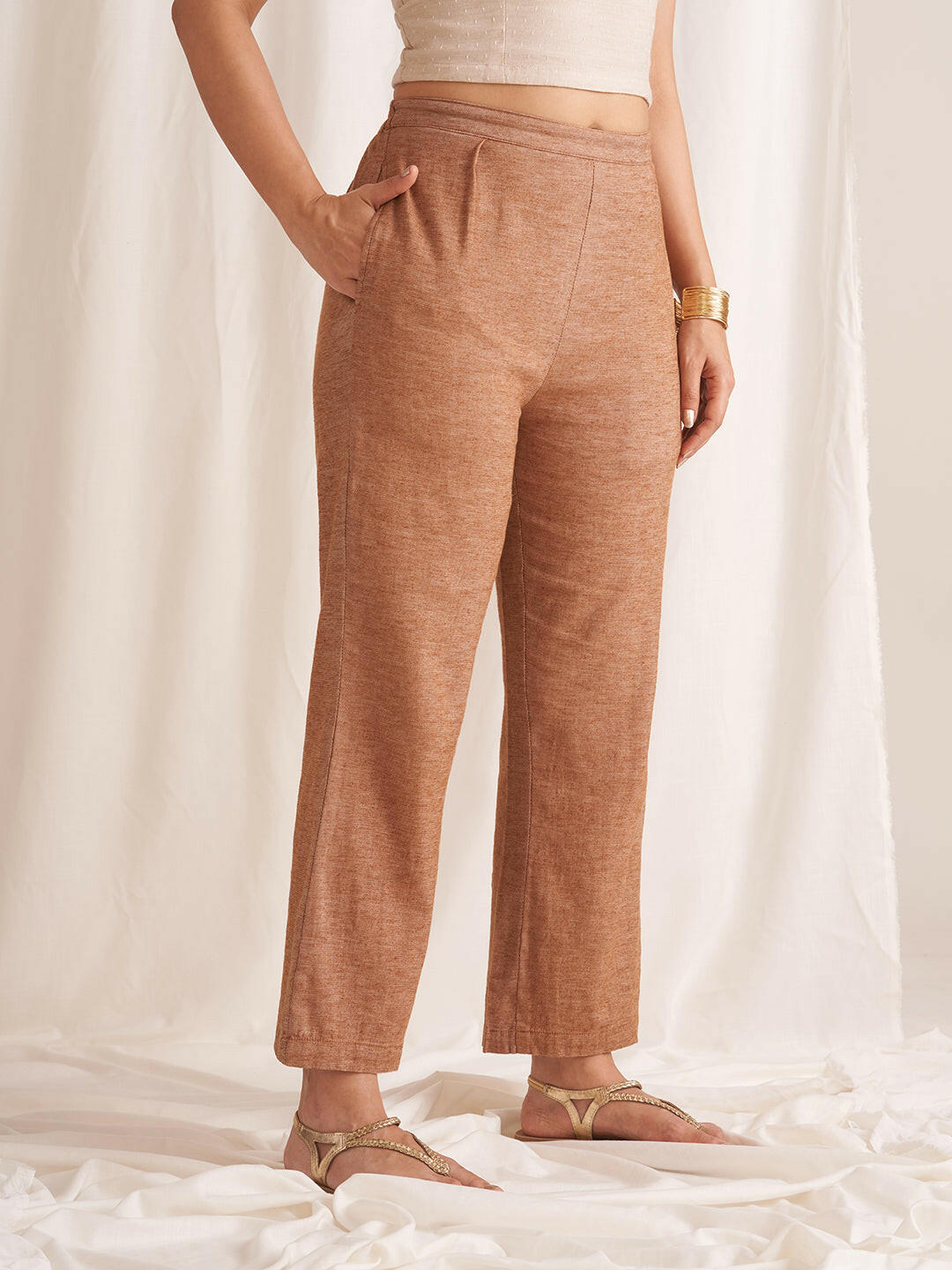Linen Blend Pull-On Pants
